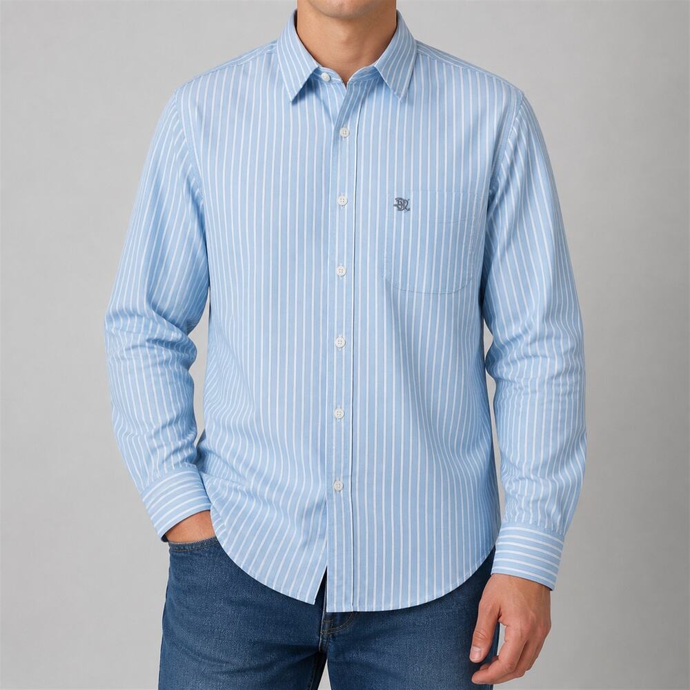 Bossini Shirt Mens Large Striped Long Sleeve Button Down Contemporary Fit